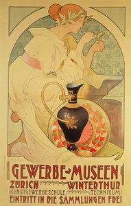 Poster pubblicitario del Gewerbe Museen, Zurigo
